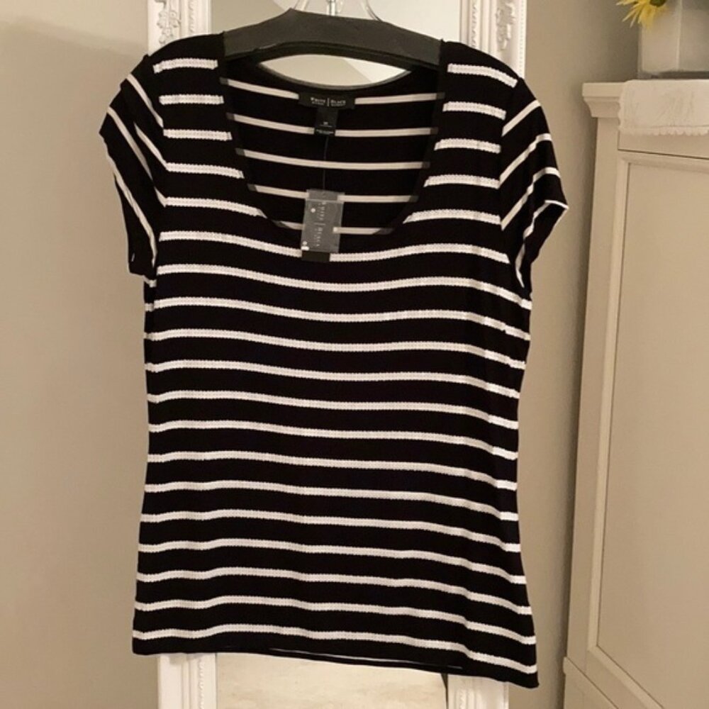 WHITE House Black Market sequin stripe top